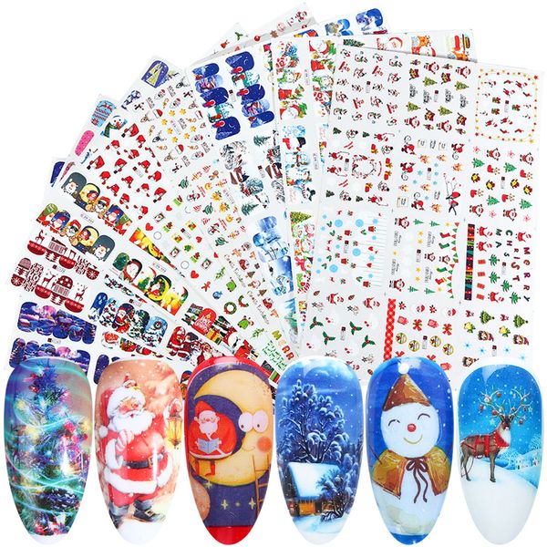 

stickers nails 12pcs for winter cartoon christmas water transfer nail art sliders full wraps foils manicure decorations ntbn/a-1