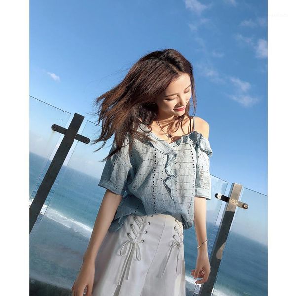 

mishow summer 2020 off shoulder short-sleeved women blouse pure color shirts casual loose shirts mx18b45751, White