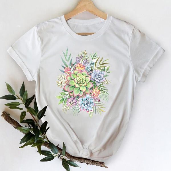 

t-shirts women 2021 plant fashion cute 90s trend fashion clothes printing graphic tshirt lady print female tee t-shirt, White