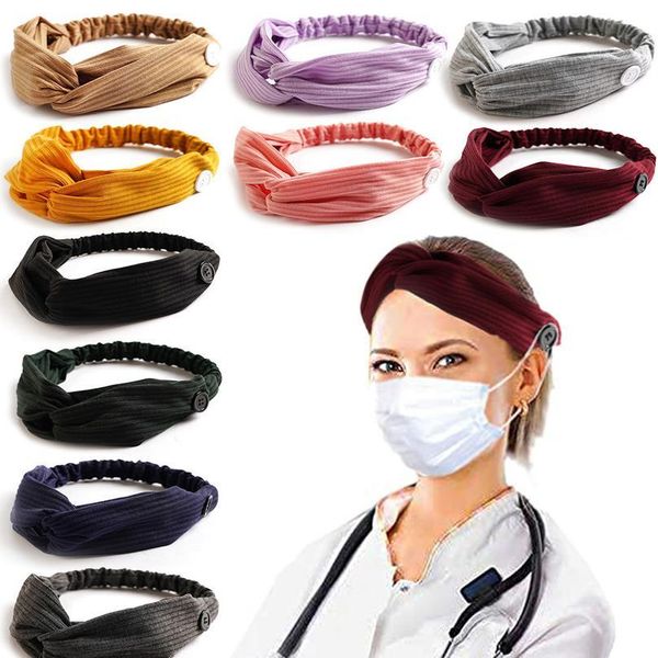 

simple solid color button headband anti-stroke ears hairband knitted elastic yoga sports headband f qyloxx