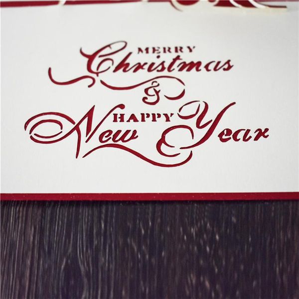 

10 pack с рождеством санта-клаус всплывающий карты с конвертом наклейки laser cut новый год поздравительные открытки подарки карты ручной ра