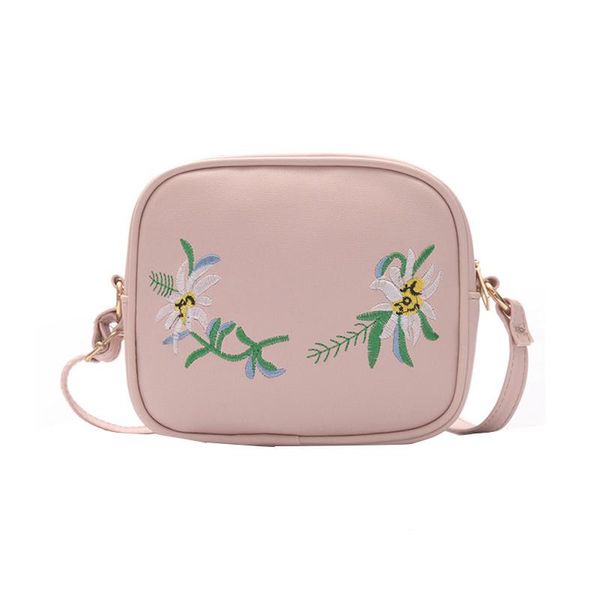 

fashion embroidery floral women bag pu leather zipper women shoulder bag crossbody casual simple handbags