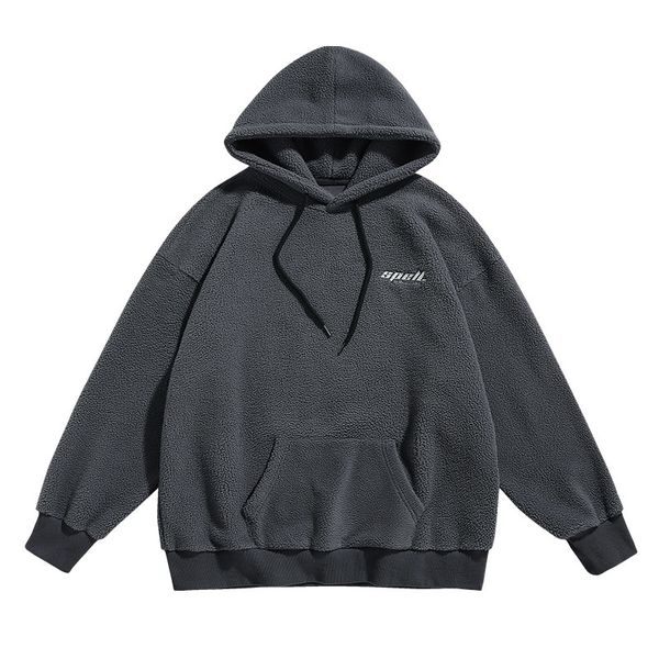 

2021 new tag your heavy weight label oversize polar streetwear velo men's hoodies sherpa lined with hoodie ajsm, Black