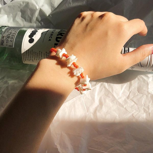 

белый бисера мода ручной радуга 2019 браслет браслеты шарм ювелирных красочный пляж shell beads tsetxmx lihuibusiness, Silver