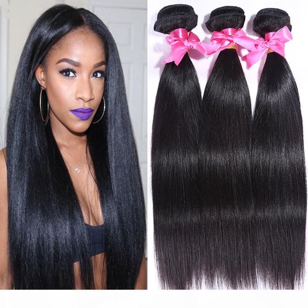 

brazilian straight 3 bundles brazilian virgin hair weave bundles human hair weave 7a grade brazilian straight hair, Black