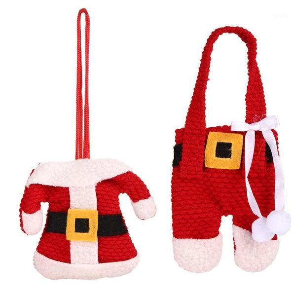 

christmas decorations knife fork covers red santa gift bag dinner decor party deskdecoration1