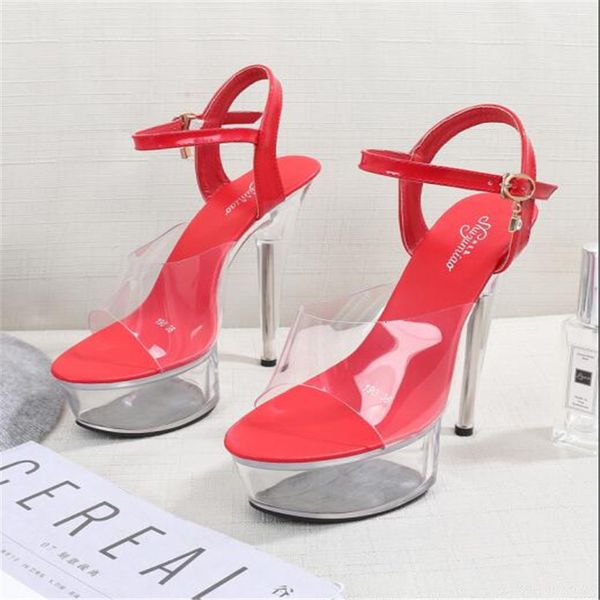 

2021 new fashion white women's sandals will see sexy, transparent stripper high heels wedding dress shoes wpmt, Black