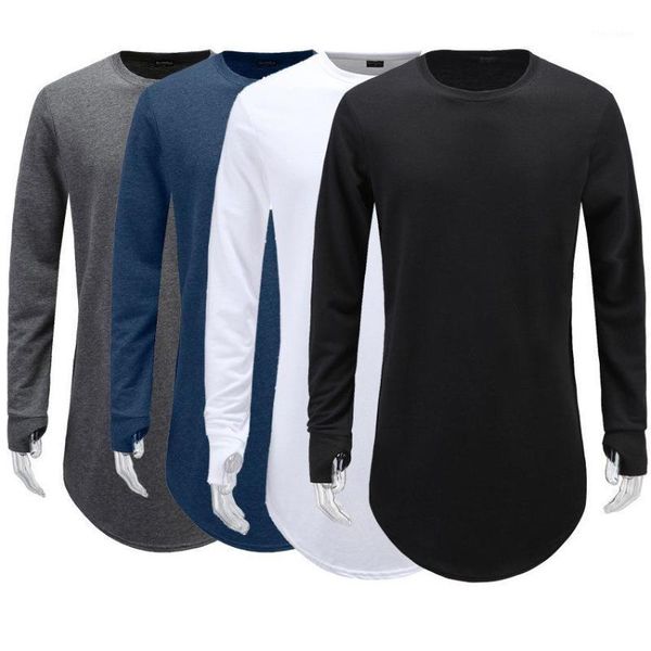 

men's t-shirts mens thumb hole cuffs long sleeve t-shirt basic hipster tee male hip hop clothes homme round collar solid streetwear 1, White;black