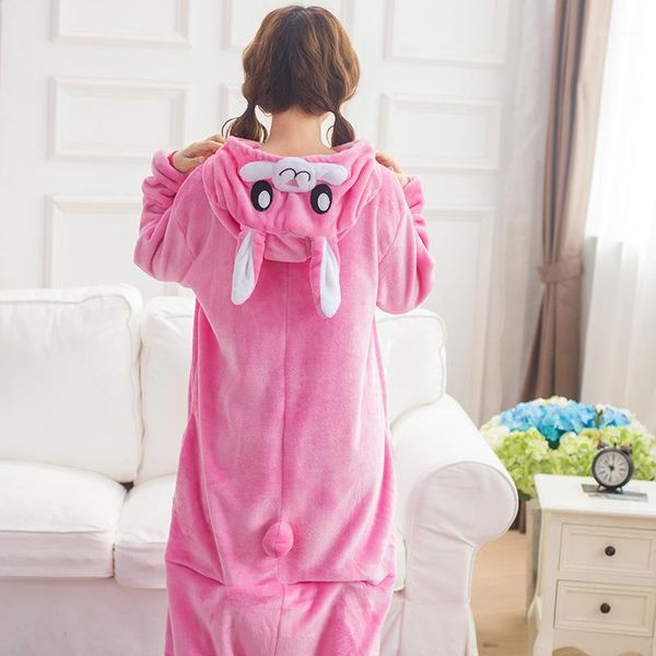 

onesie anime women costume pink halloween cosplay cartoon animal sleepwear winter warm hooded pajama1, Black;red