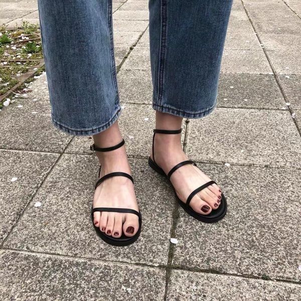 

sandals jaylay women slip-on flat platform casual non-slip slippers breathable soft bottom shoes simple korean styles sandals1, Black