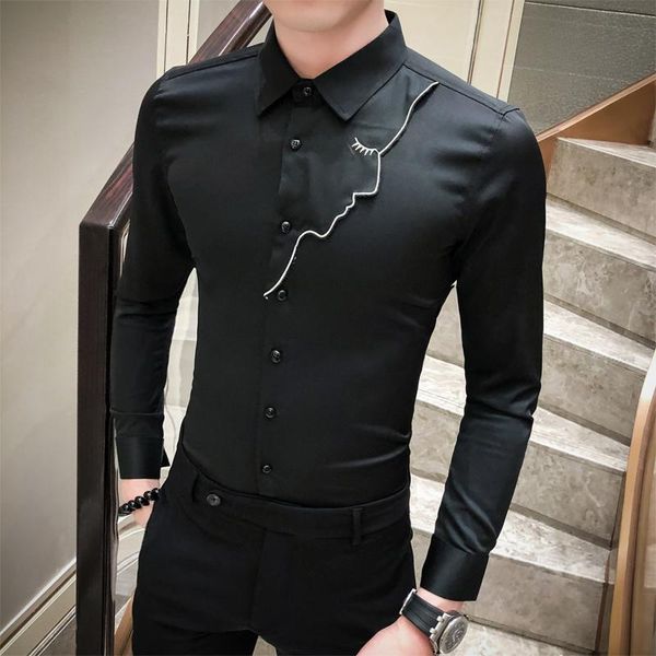 

2020 autumn fashion men's pure cotton business shirts/male lapel slim fit casual shirts camisas hombre shirts, White;black