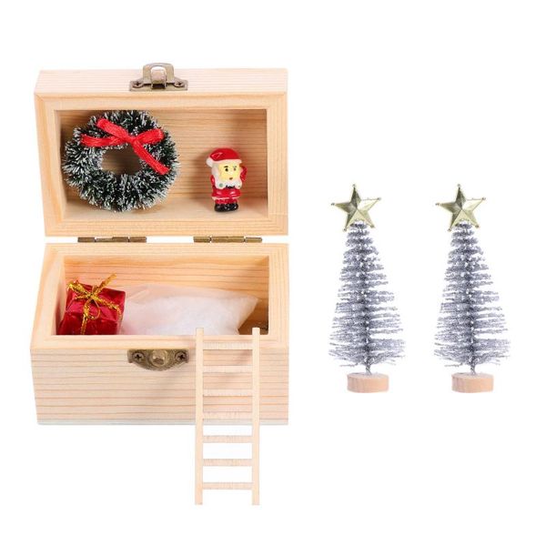 

1pc xmas wood box nice chic fine safe showcase decor ornament layout prop gift