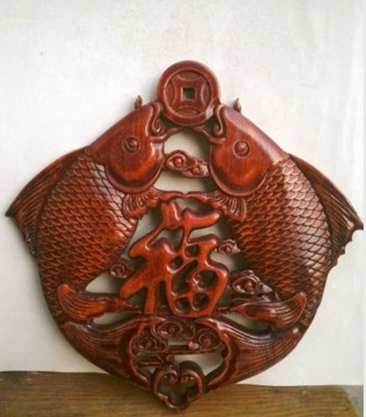 

factoryaqn1plate handwork carved fish&word sculpture wall wood