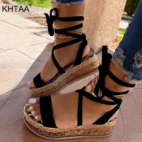 

woman sandals ladies open toe serpentine ankle strap platform shoes woman fashion casual sandals female summer 2020 new y200702, Black