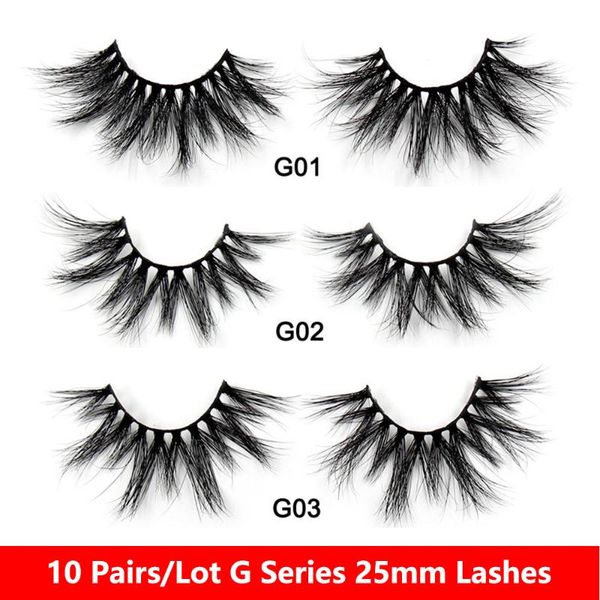 

10 pairs mink lashes 25mm mink eyelashes 100% cruelty lashes handmade reusable natural false eyelashes makeup