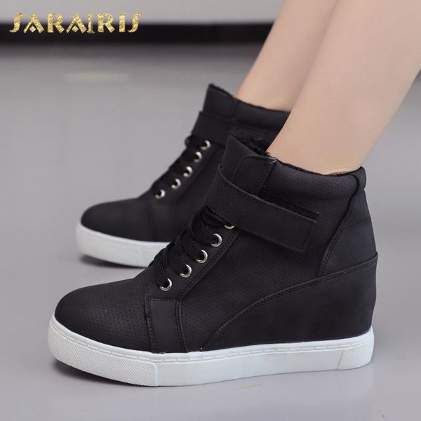 

sarairis 2020 fashion new big size 42 platform ankle boots woman shoes lace up flat heels comfortable spring boots female, Black