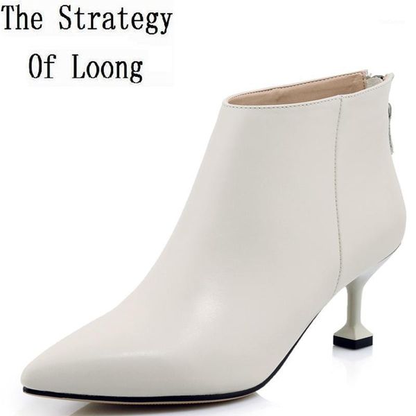 

boots 2021 spring autumn women genuine leather pure color short winter plush cow high ankle zy1710261, Black