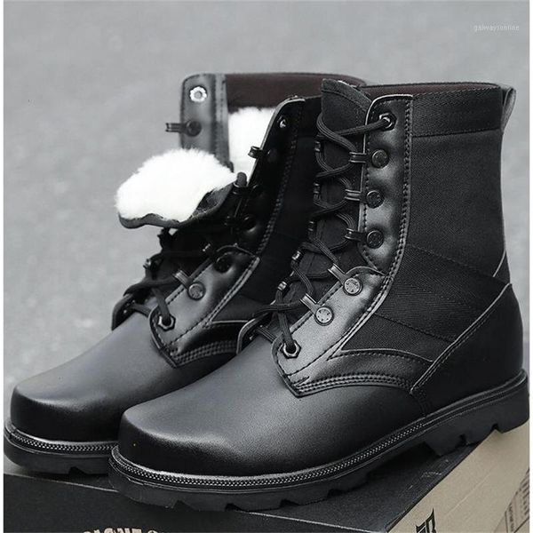 

boots thick wool genuine leather ankle men steel toe shoes snow water proof safety work1, Black