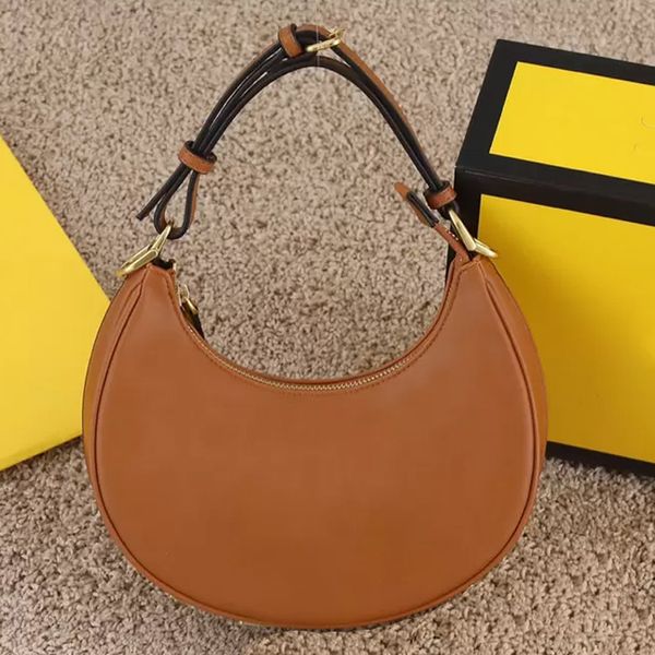 Mais recente bolsa de couro meia-lua nas axilas bolsas de ombro de luxo bolsa feminina bolsa de cor dourada letras bolsa feminina marrom caqui carta tricô alça larga crossbody bolsa