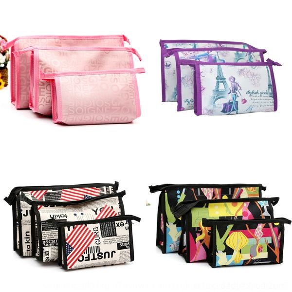 

1dvwn style set three-piece storage gift bag bagcanvas cosmetic cosmetic gift bag printing kit set zimbp