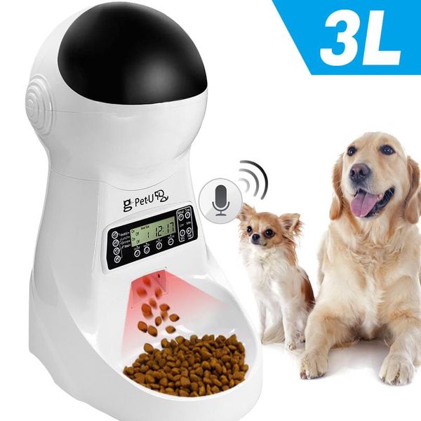 

3l matic dog cat feeder pet food dispenser with voice record pet dog cat drinking feeding bowl lcd screen dry fo sqczdq