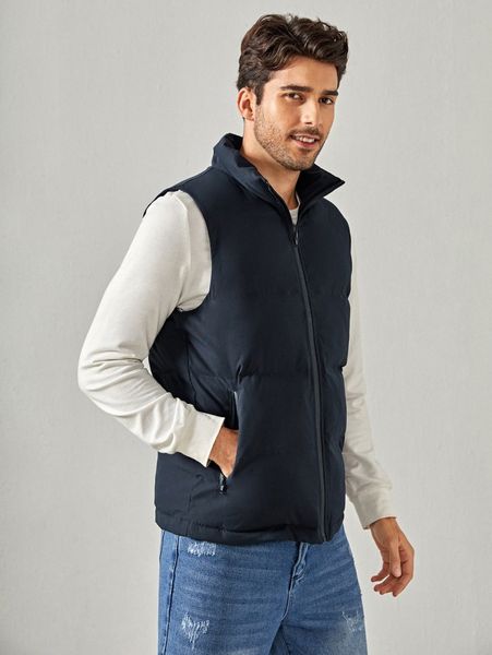 

men zipper vest puffer coat 87x7#, Black;brown