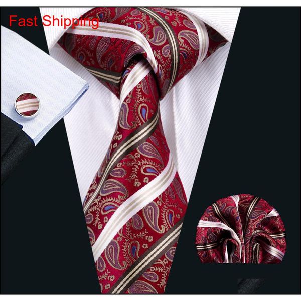

red mens ties classic silk necktie set paisley mens neck ties tie hankerchief cufflinks jacquard woven meeting bus qylfff bdefashion, Black;blue