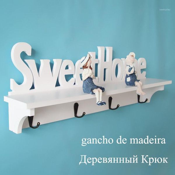 

hooks & rails white sweet home hanger for keys carved wooden wall hook clothes gancho de madeira mini coat rack1
