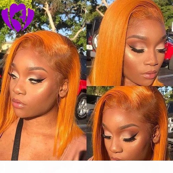 

new style short bob wig orange color synthetic wigs lady's lace front wig for white women light cap color, Black