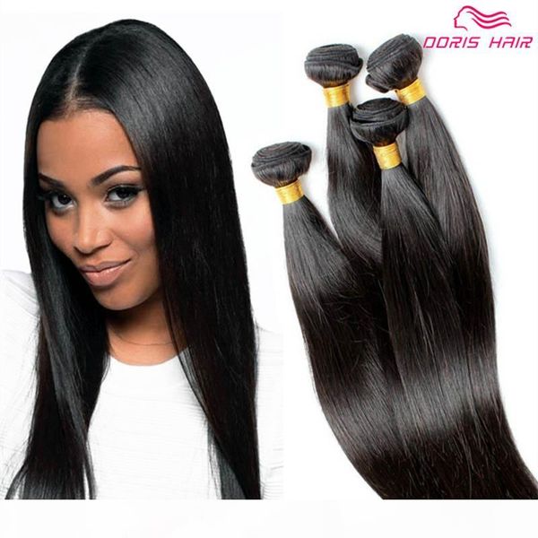 

luxury indian human hair weaves silky straight virgin hair weaving 4 bundles lot hair wefts extensions natural color dhl, Black