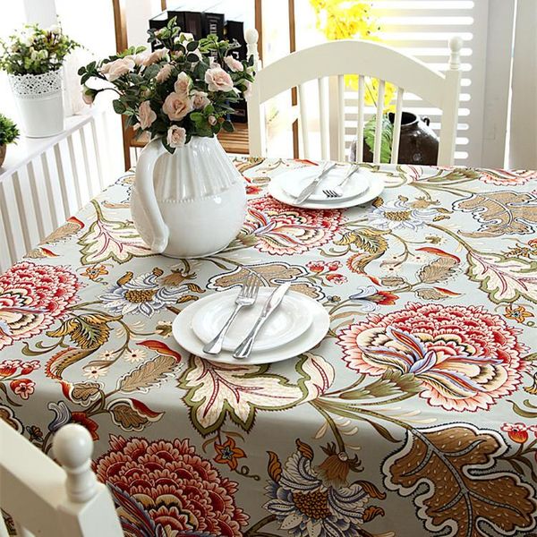

slow soul floral thickened table cloth pastoral banana leaves pattern canvas cover american style tablecloth home decor zb-122