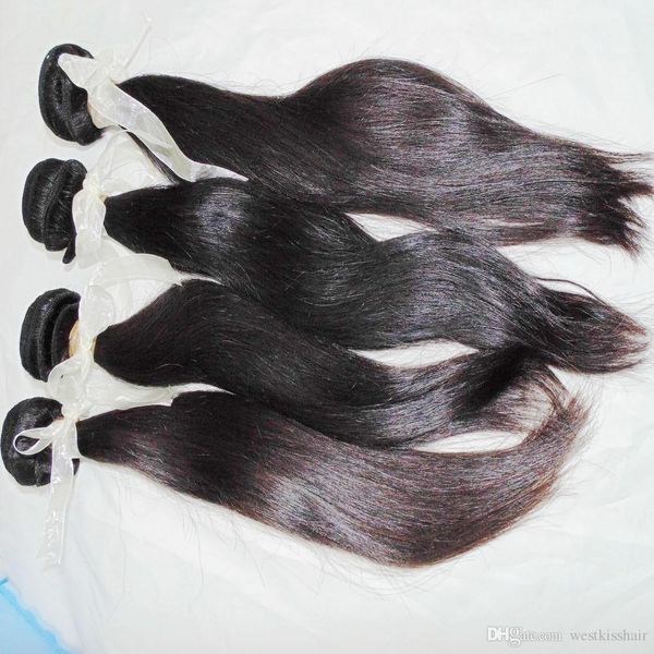 

3 bundles mix lengths only 8a virgin hair filipino natural silky straight weave bundles long term business forever, Black
