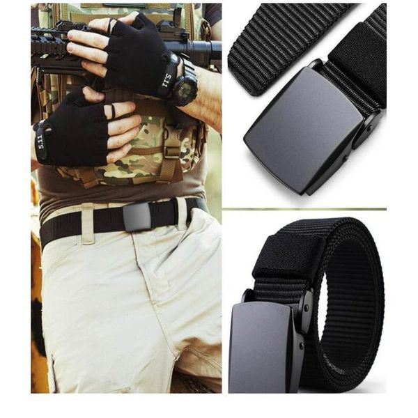 

мужская мода тактическое высокое качество черный нейлоновый пояс мужчины женщины джинсы металлические материальные пряжки холст роскошная та, Black;brown