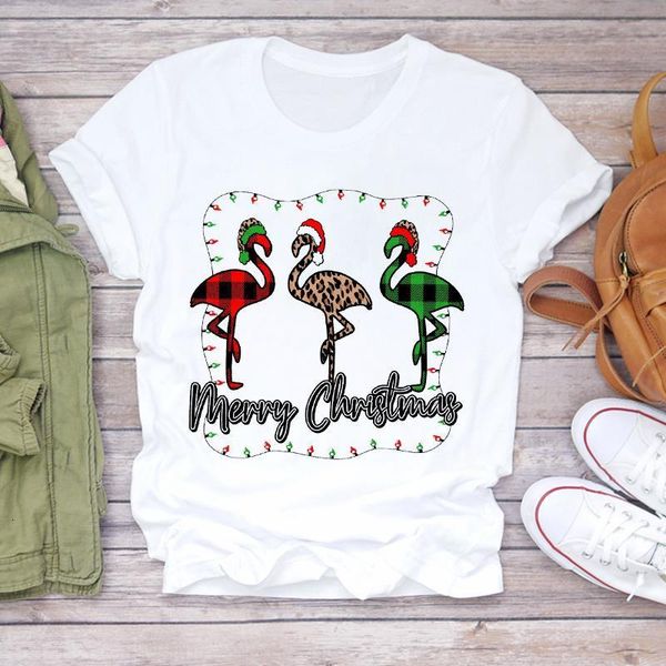 

women christmas clothing plaid animal light 90s new year print lady t-shirts tshirt ladies graphic female tee t-shirt, White