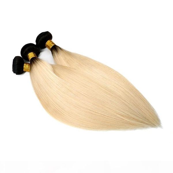 

blonde hair unprocessed brazilian virgin human hair straight bundles 3pcs 300g lot color#613 for european russian women beauty hair, Black