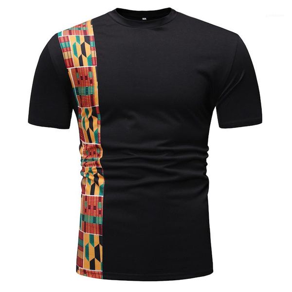 

tees casual males clothing panelled mens designer tshirts fashion slim ethnic style print short sleeve mens, White;black