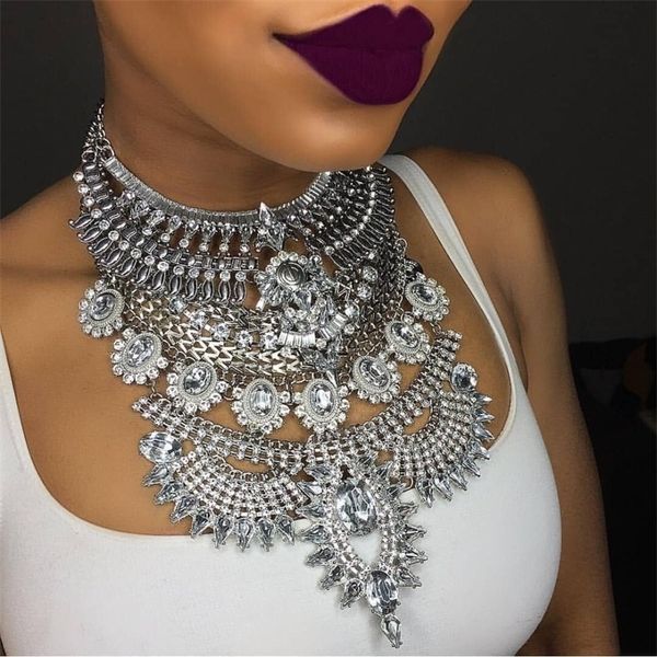 

miwens new 26 designs za necklace chain charm choker women big layer crystal metal party wholesale factory jewelry a468 y200730, Silver