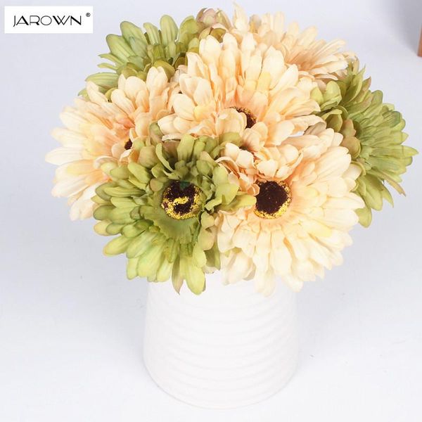 

jarown artificial 7heads oil painting gerbera bouquet decorative silk flowers table arrange for wedding home party decoration