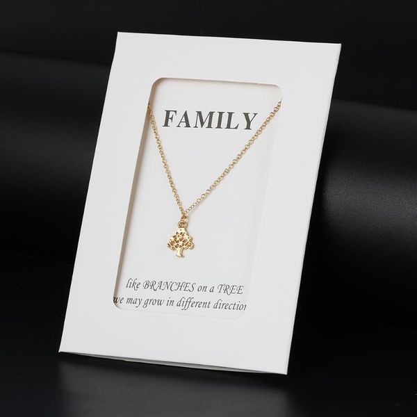 

wish card family hollow life tree necklace for women pendant gold silver color jewelry friendship gift with card jewelry cn79