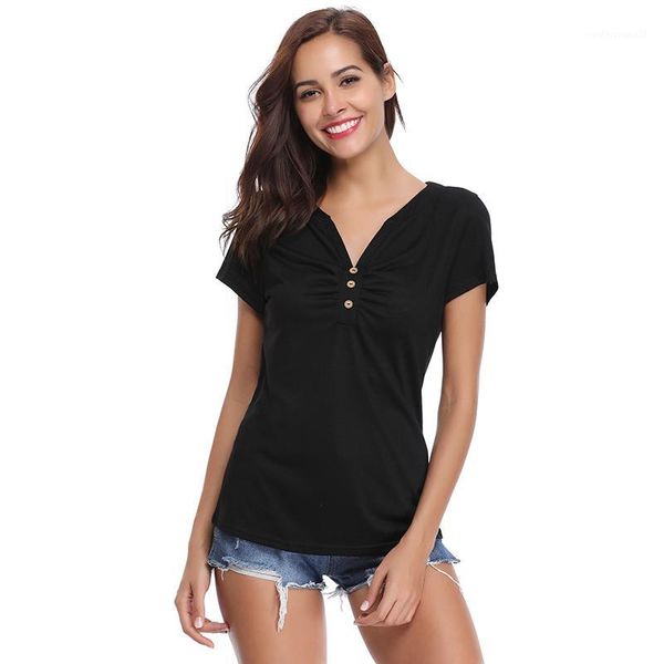 

women's t-shirt abollria women's harajuku v-neck black t-shirts summer korean short sleeve casual cotton solid purple female, White