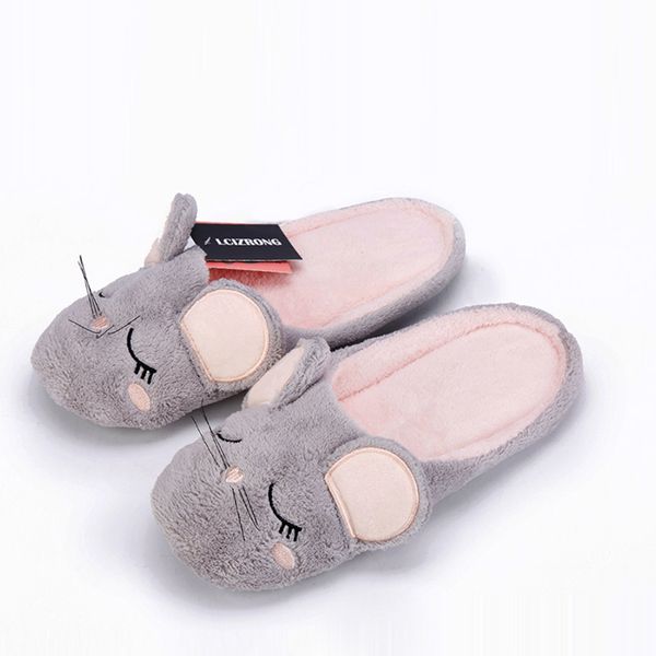 

lcizrong women indoor mouse 3d slippers cute family home large size slippers animal fashion soft pantoufle cotton house shoes y200706, Black