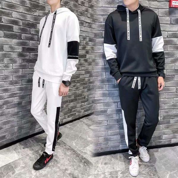 

korean sportswear casual men's autumn sweater winter pullover hoodie fashion coat youth clothing trend, Gray
