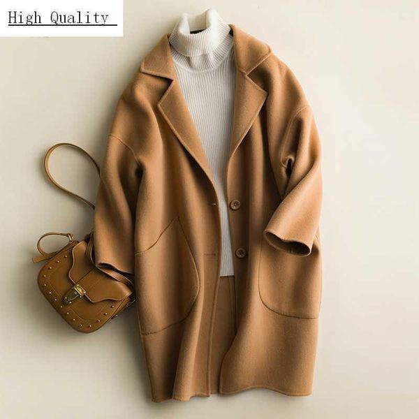 

100% natural wool coat women autumn winter elegant ladies coats female double-sided woolen jackets spring clothes lwl13001, Black