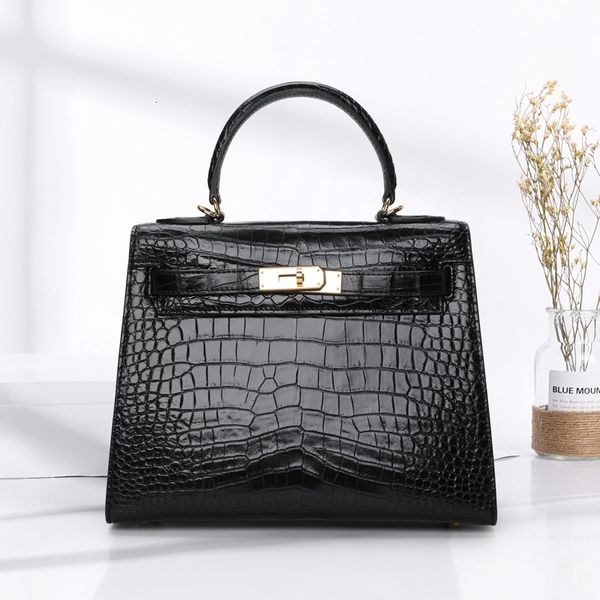 

2021 new kelly leather crocodile belly one shoulder cross carry on women's bag