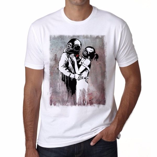

summer new men's fashion brands short sleeve print men love under the sea blanc graffiti banksy brand hoodie designers t shirts sweatsh