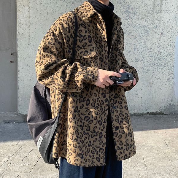 

new 2021 autumn and winter jackets to keep men's fashions streetwear style use leopard design sense niche long sleeves totr, White;black