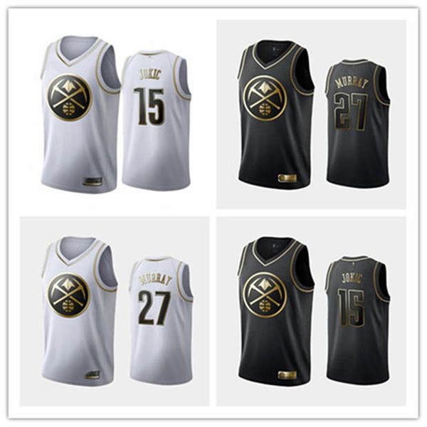 

2019/20 mens denver 15 jokic jamal murray black white golden edition swingman city nuggets swingman jersey basketball jersey
