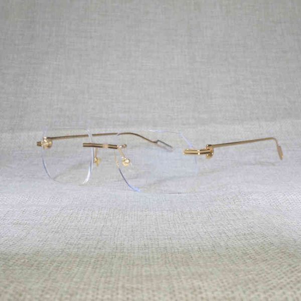 

2022 factory wholesale lens shape rimless men accessories outdoor clear metal frame for reading eyeglasses shades women 130 omj8, White;black