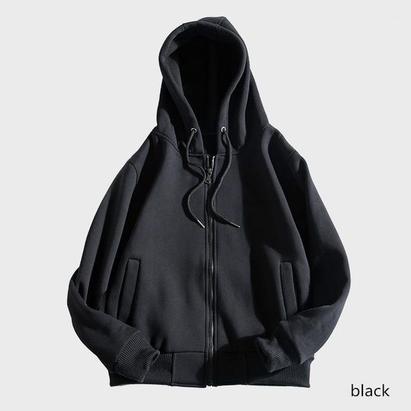 

mrmt 2020 brand men's hoodies sweatshirts add thick wool fleece zipper hooded coat pure pullover for male hoodie sweatshirt1, Black