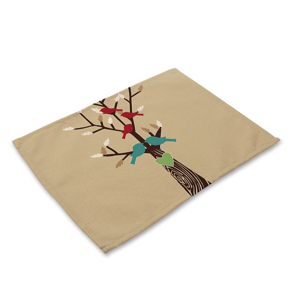 

nordic bird trees printing linen placemat for dining table bar mat kitchen aid flower drink glass coaster cup pad fabric doilies f wmtasd